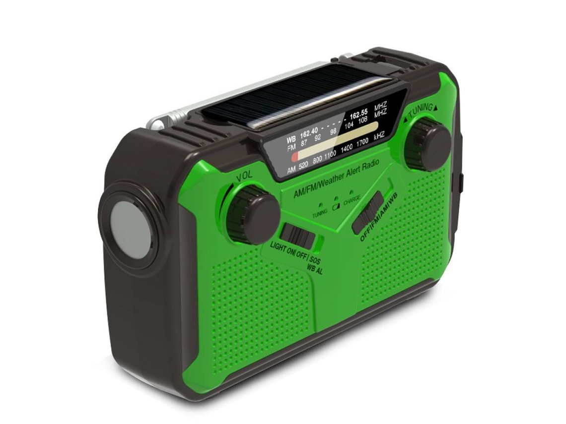 Rádio solar AQUAFORGE portátil AM/FM com manivela, dínamo, bateria 4000mah