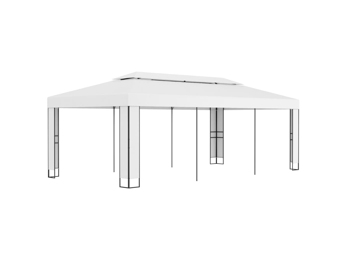 Vidaxl Gazebo Com Telhado Duplo 3x6 M Branco