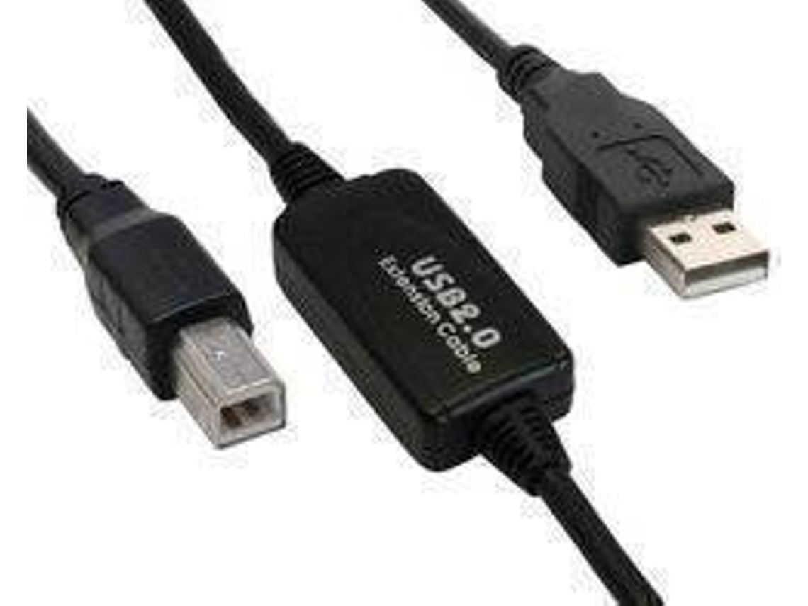 Cabo de Dados INLINE (USB A - USB B - 10 m - Preto)