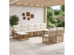 Vidaxl Conjunto De Sofás Para Exterior 9 Unid. Natural E Branco Creme