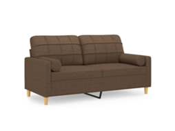 Maison Exclusive - Sofá 2 Lugares + Almofadas Decorativas 140 Cm Tecido Castanho