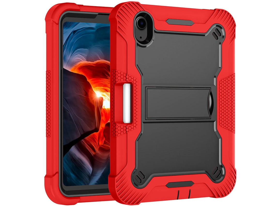 Capa Protetora Para Tablet Ipad Mini6 Para Apple, Capa Protetora Com Suporte Vermelho Brilhante + Preto - Ipad Mini6