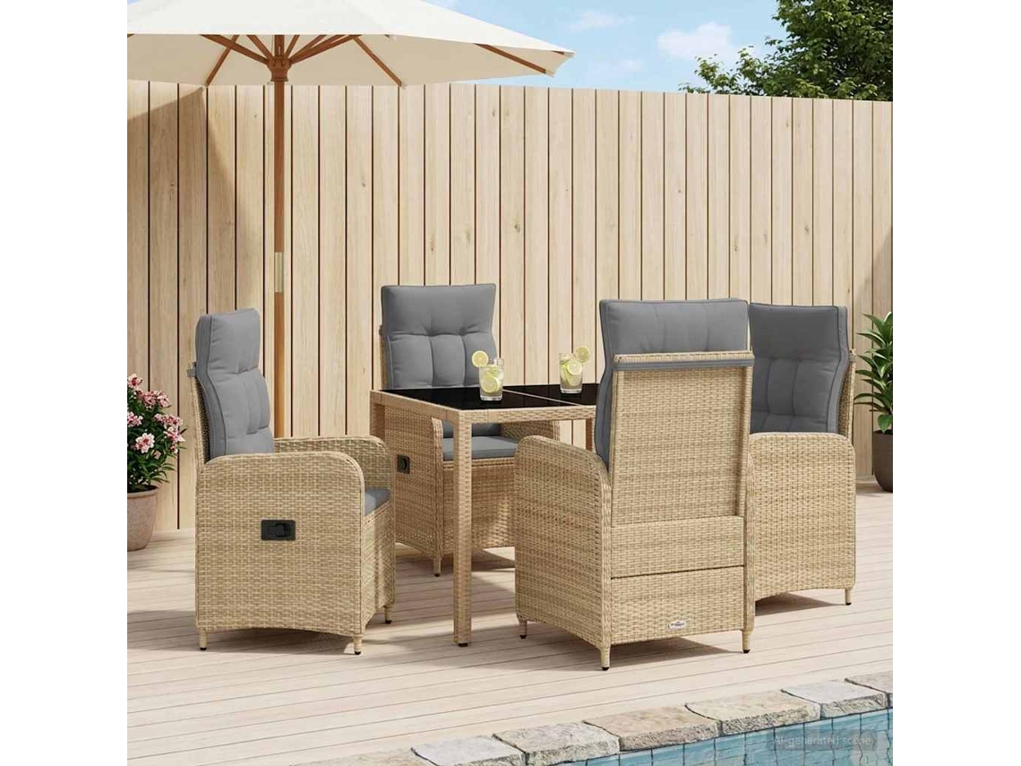 Vidaxl Conjunto De Jantar Para Exterior 5 Pcs Bege E Cinza Claro