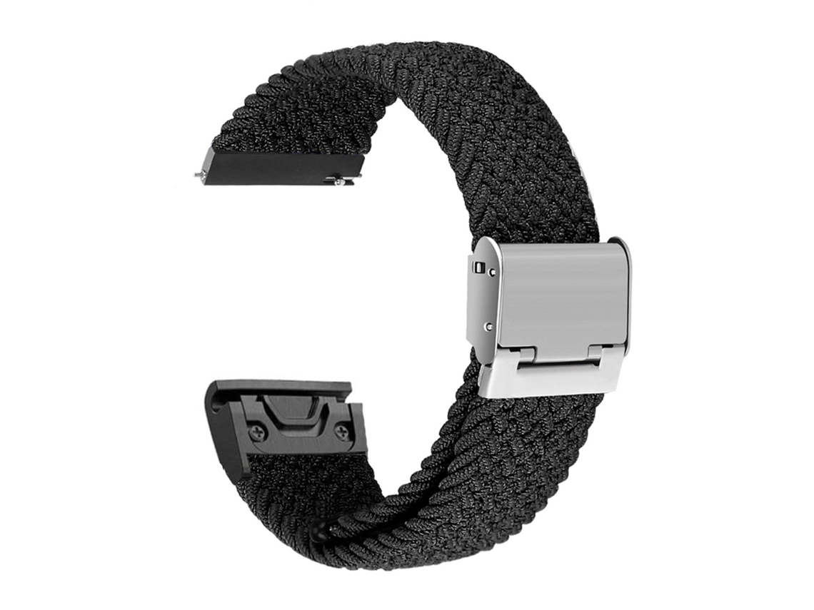 Bracelete entrançada Solo loop ajustável para Garmin Forerunner 745 Preto