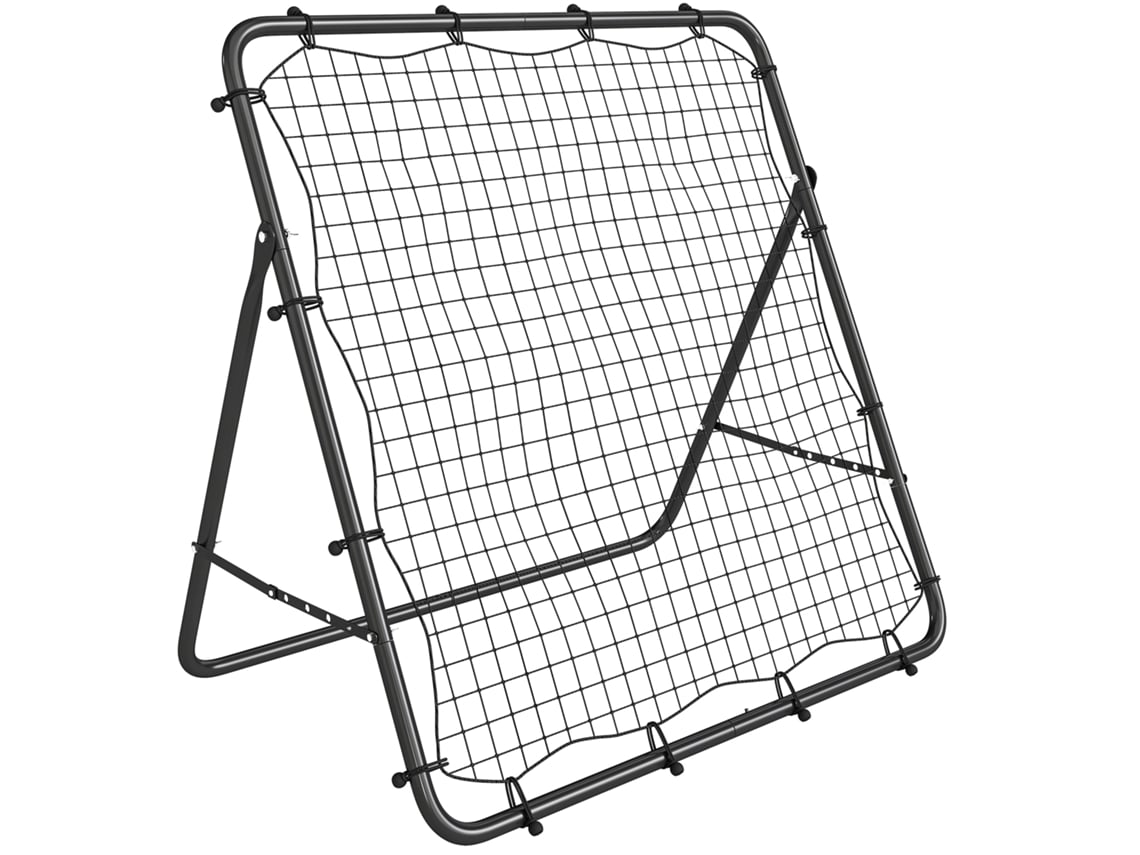 Rede de Rebote Dobrável para Futebol, com 5 Níveis de Ângulo Ajustáveis e Tubo de Aço, 120x73x112 Cm, Preta. VELTUS TRADE