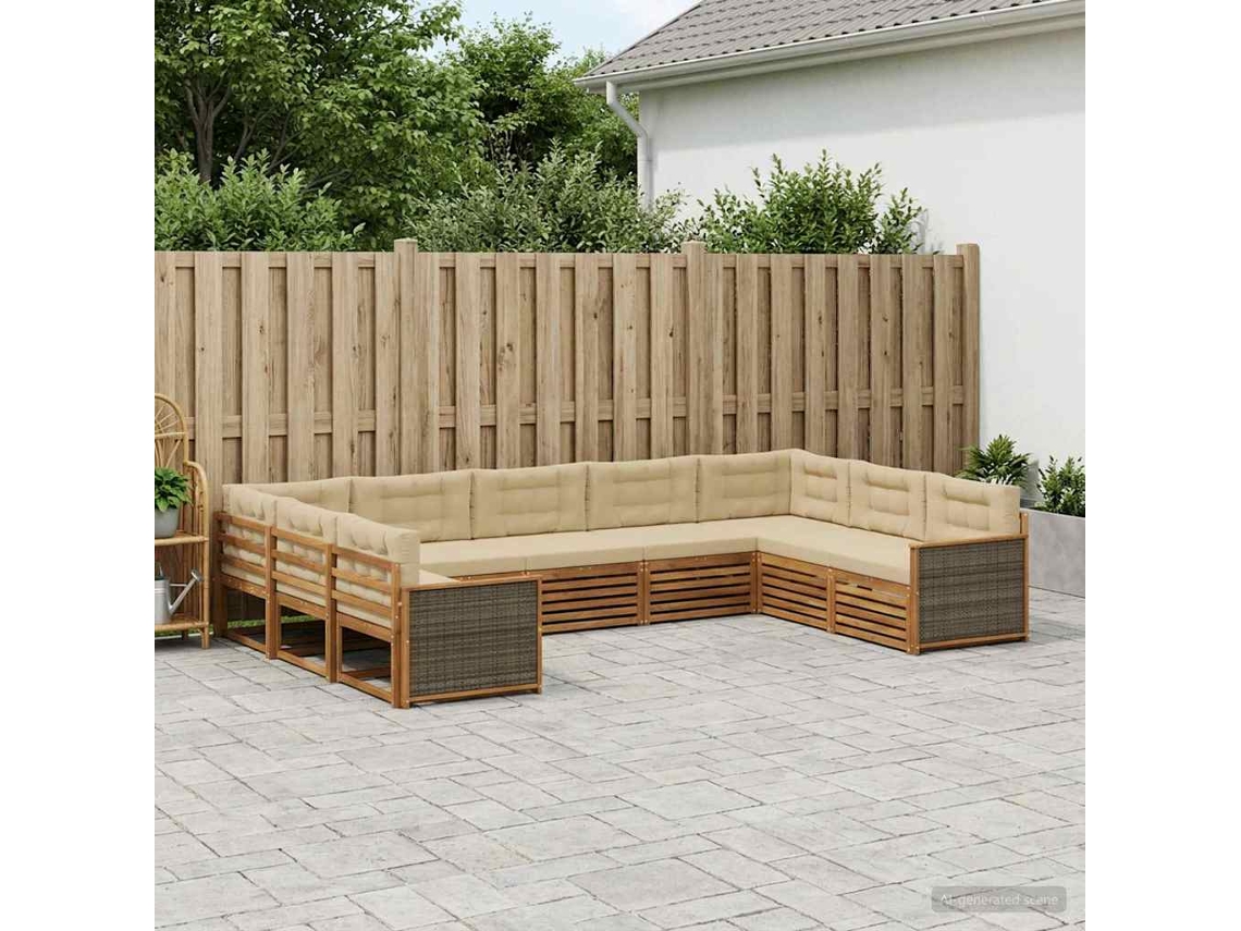Vidaxl Conjunto De Sofás Para Exterior 9 Unid. Natural E Bege