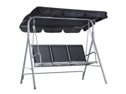 Balanço Hollywood, 3 Lugares, Balanço de Jardim Elegante Com Cobertura, Estrutura Metálica, Cinza/purado, 171x108x154cm, Para Jardim/Terraço.
