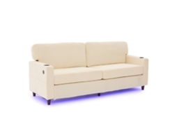 Sofá Chenille Moderno para 2 Pessoas com Usb c, Led, Porta copos e Bolso Lateral ORBITRA COMMERCE