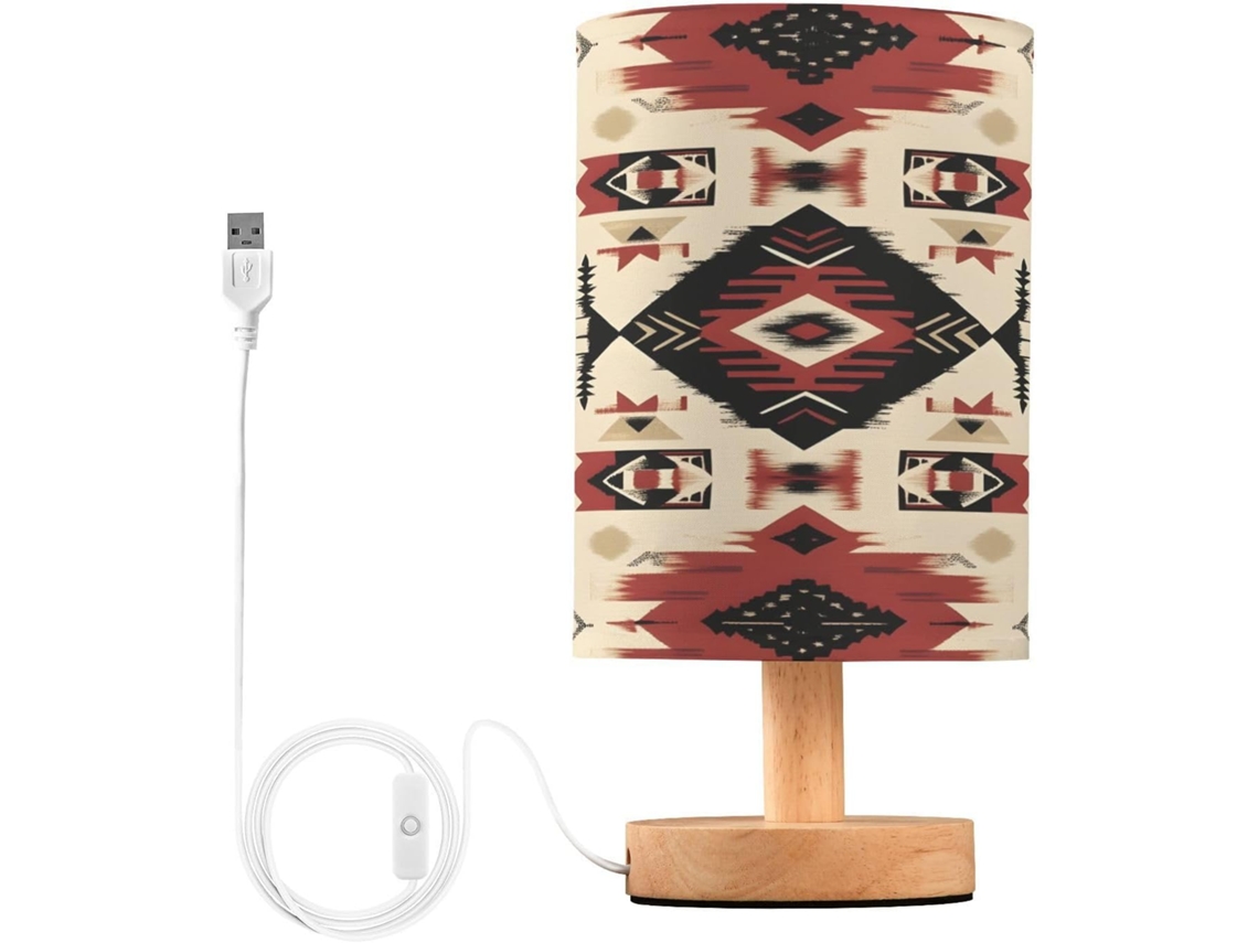 Luminária De Cabeceira Led Com Textura Tribal Tradicional, Portas Usb, Luminária De Mesa, Luminária De Leitura