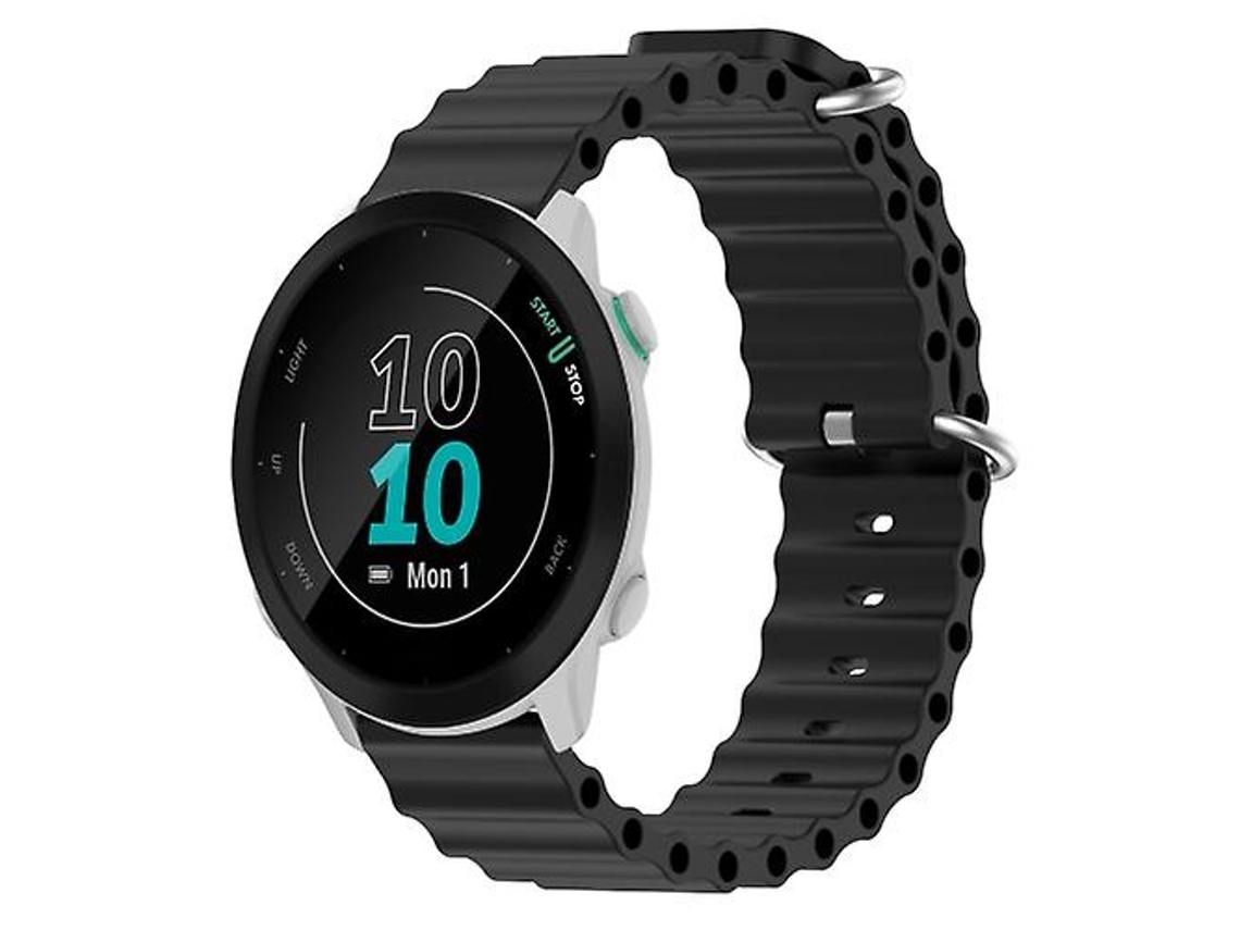 Lurelia Garmin Forerunner 55 Pulseira De Silicone Estilo Oceano 20 Mm, Preta, Acabamento Moderno