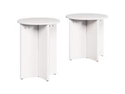 Conjunto 2 Mesa De Centro Vidaxl Branco Madeira De Pinho Maciça (41,5 X 41,5 X 46 Cm)