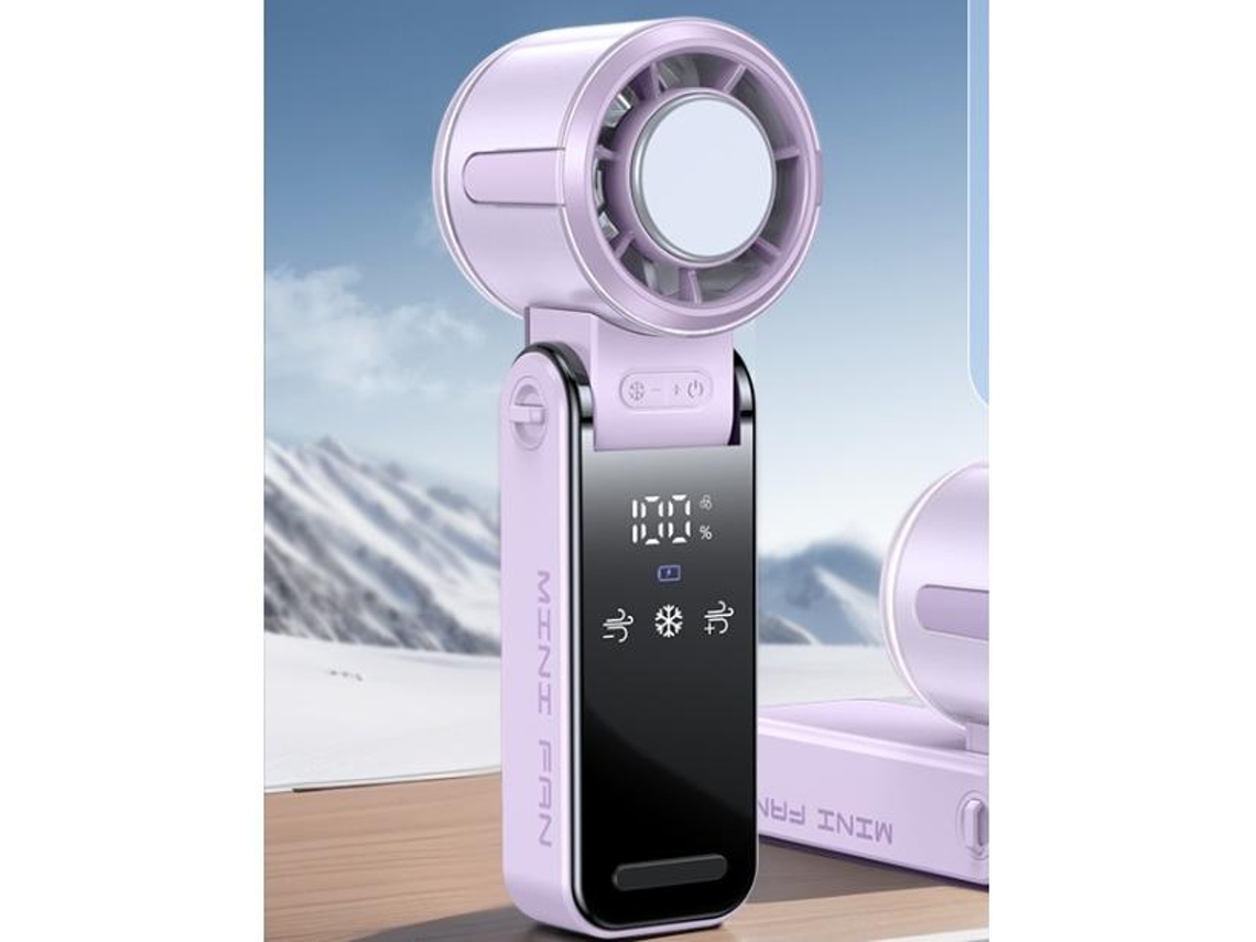 Ventilador com carregamento USB MDUG, visor LCD, dobrável, 3 modos