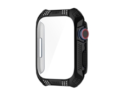 Capa protetora para smartwatch com diamantes e strass, película temperada antirriscos, protetor de tela inteira para Apple Watch 7 LY Ebike