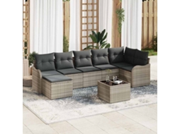 Vidaxl Conjunto De Sofá De Jardim Cinzento-claro Vime Pe