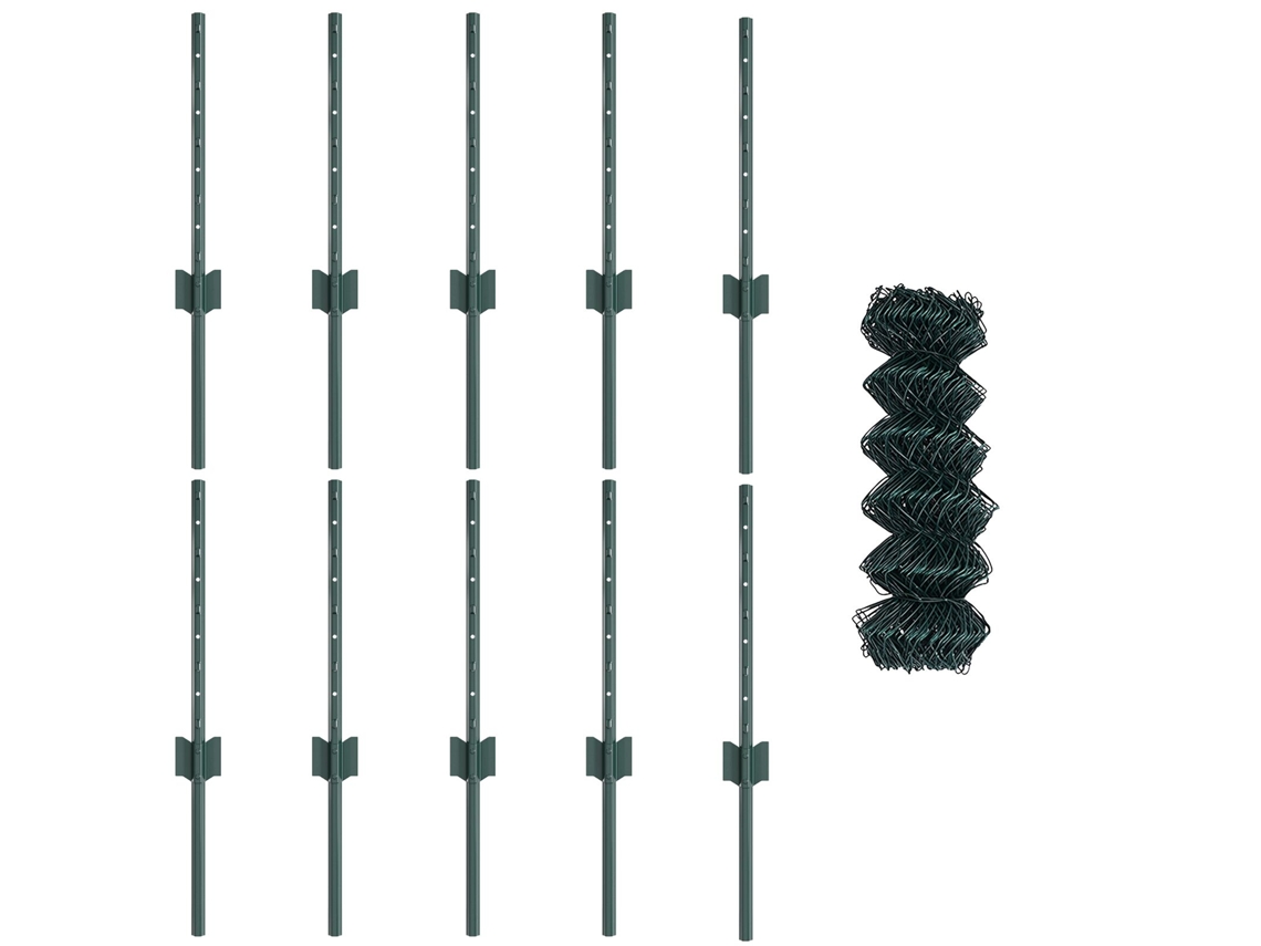 Conjunto 1 Painéis De Cercas Exteriores Vidaxl Verde Aço (10 X 0,4 M)