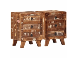 Vidaxl Mesas De Cabeceira 2 Pcs 37x32x50 Cm Madeira Recuperada Maciça