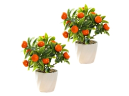 Árvore frutífera artificial Baok em vaso pequeno, simulando decoração para ornamentos.