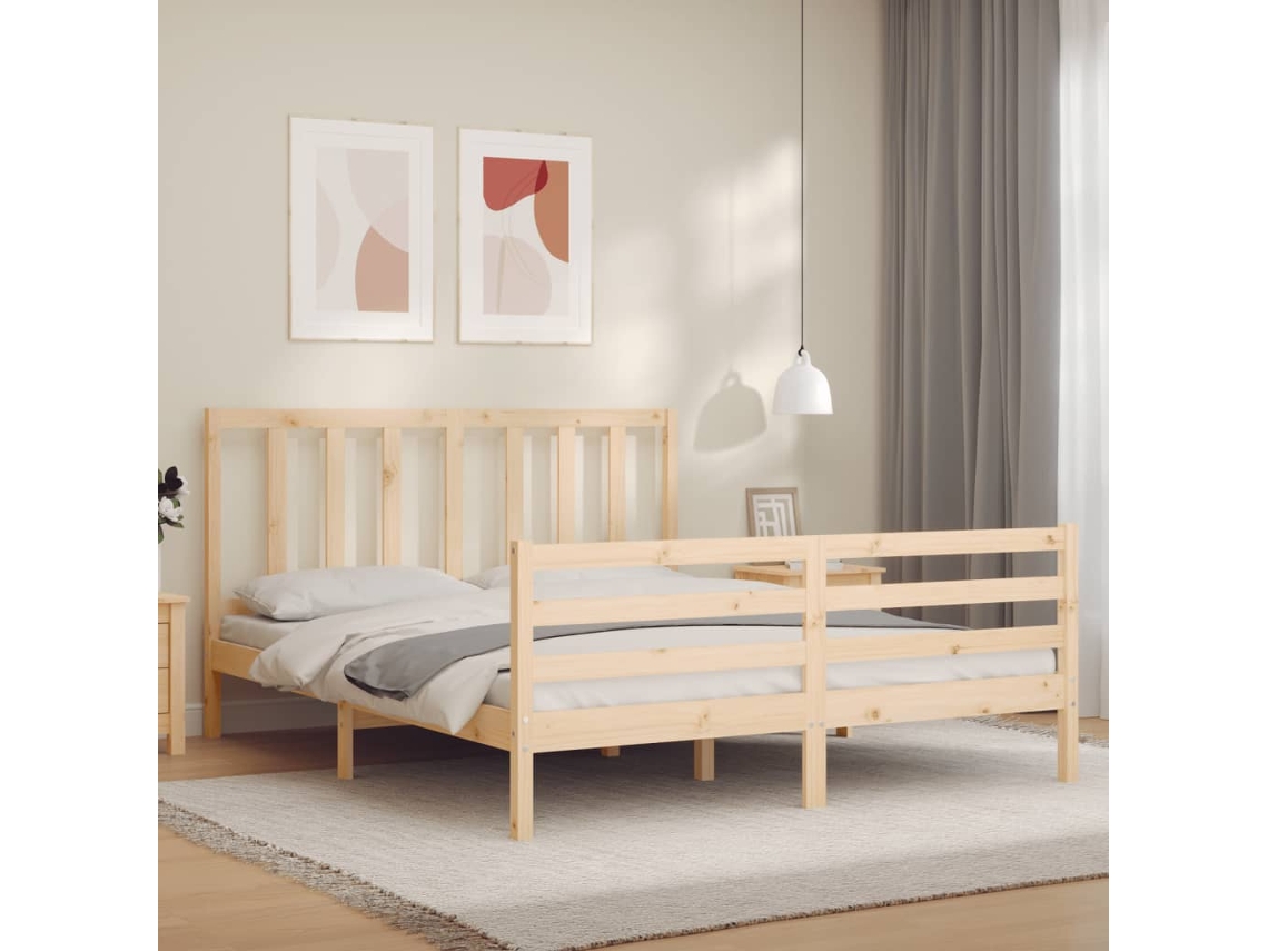 Cama Sem Colchão 160x200 Cm Madeira De Pinho Maciça