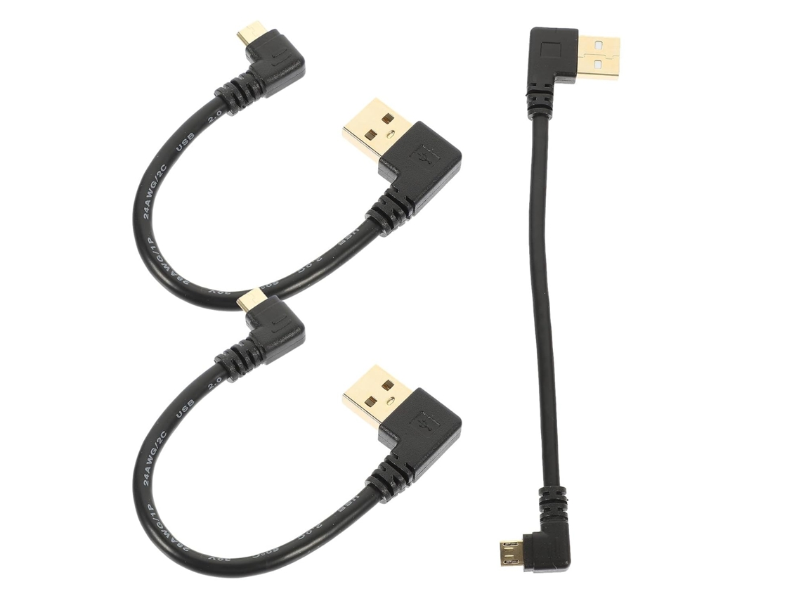 Cabo Micro Usb De 6 Polegadas Com Ângulo Reto 90 Graus, Pacote 3