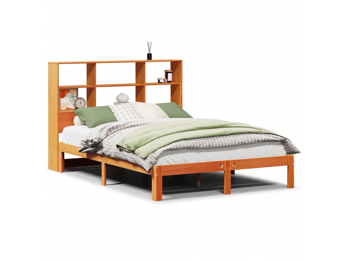 Cama com Estante Sem Colchão 140x200 Cm Pinho Maciço MAISON EXCLUSIVE