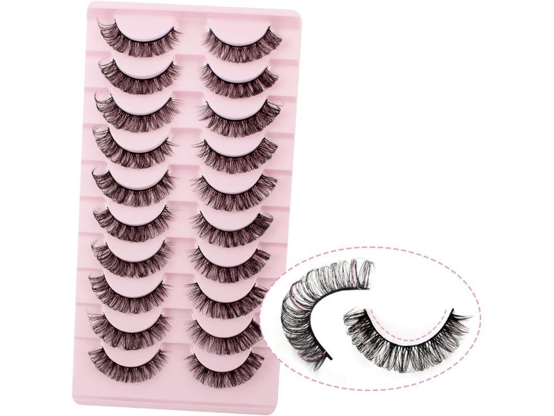 Pestañas Falsas Russian Strip D Curl 3d Volume Naturais 10 Pares Reutilizáveis