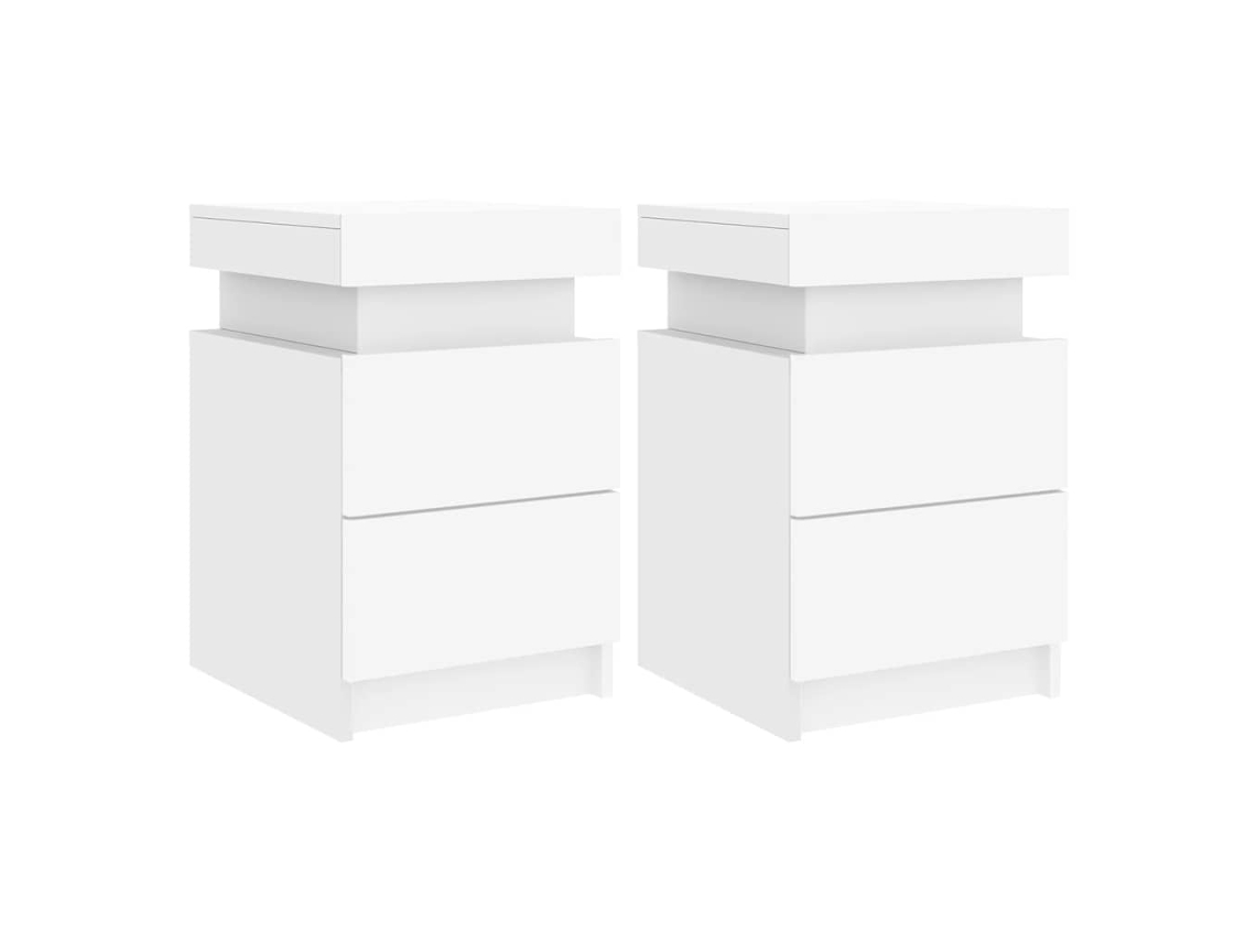 Conjunto de 2 Mesas de Cabeceira com Luzes Led MAISON EXCLUSIVE 35x39x55 cm em Branco