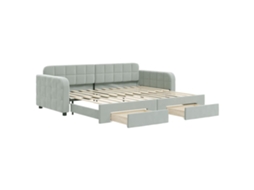 Sofá-cama com gavetão VIDAXL Cinzeto Veludo (90 x 200 cm)