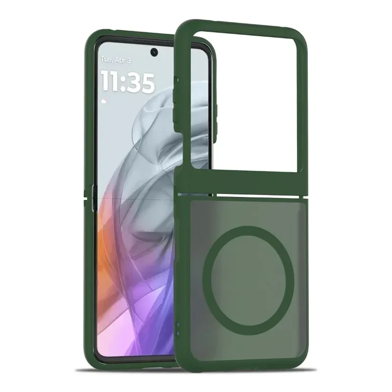 (verde, Motorola Razr 2025) Capa Dobrável Antichoque Com Carregamento Magnético E Acabamento Fosco
