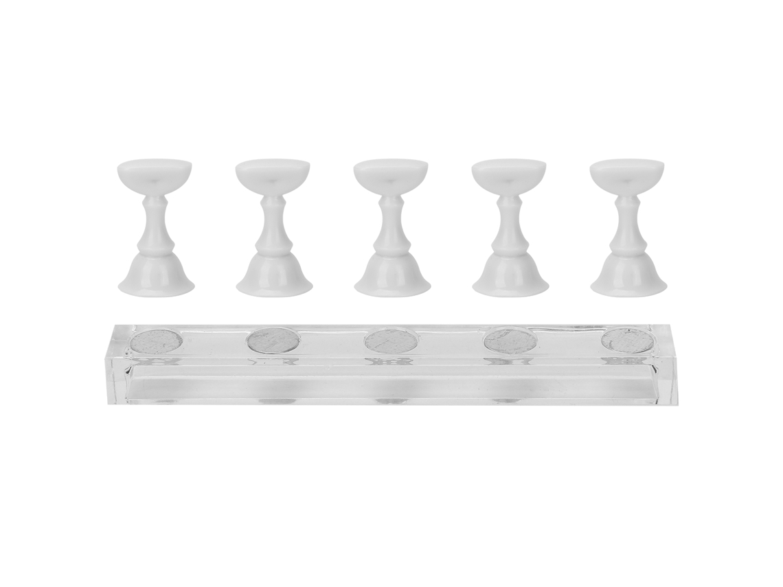 Suporte Magnético Para Prática E Exibição De Arte De Unhas Com Base Acrílica - Conjunto De Ferramentas Para Manicure Branco