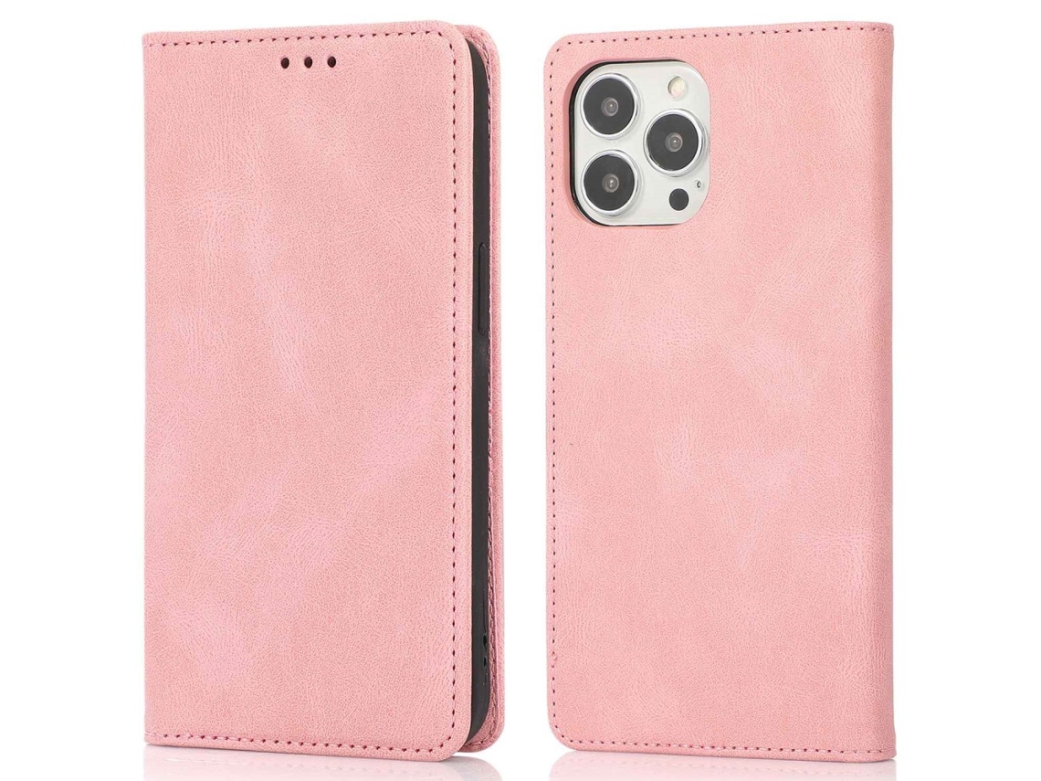 Capa Para Iphone 15 Pro Pele Sintética Anti-choque Magnética Rosa