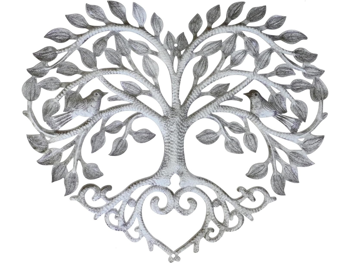 Decoração Parede Ferro Formato Coração Design Árvore Acabamento Delicado Ornamento Suspenso Jardim Hotel GOKOCO