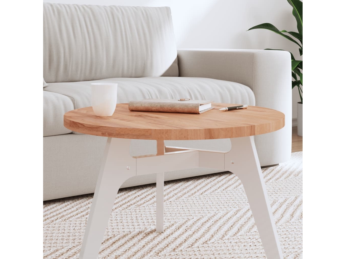 Vidaxl Tampo De Mesa Redondo Ø60x2,5 Cm Madeira De Faia Maciça