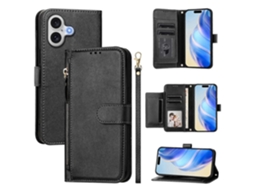 Capa Para Iphone 17 Com Zíper, Vários Compartimentos Para Cartão, Em Couro Pu, Preta