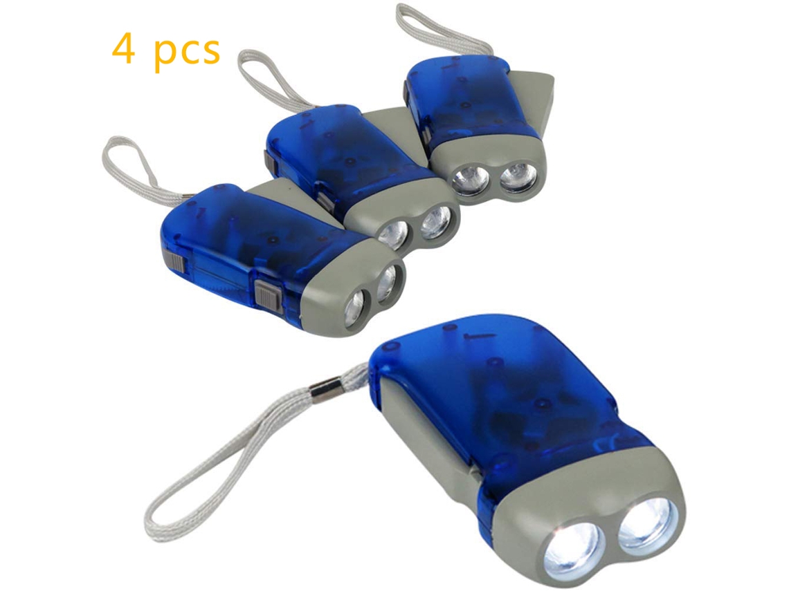 Hand Crank Flashlight,No Battery-Led Bright Light-Set/4: