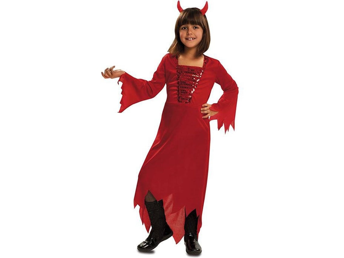 Fantasia - Diaba Vermelha - Vestido De Mangas Longas - Faixa Com Coroas - Halloween