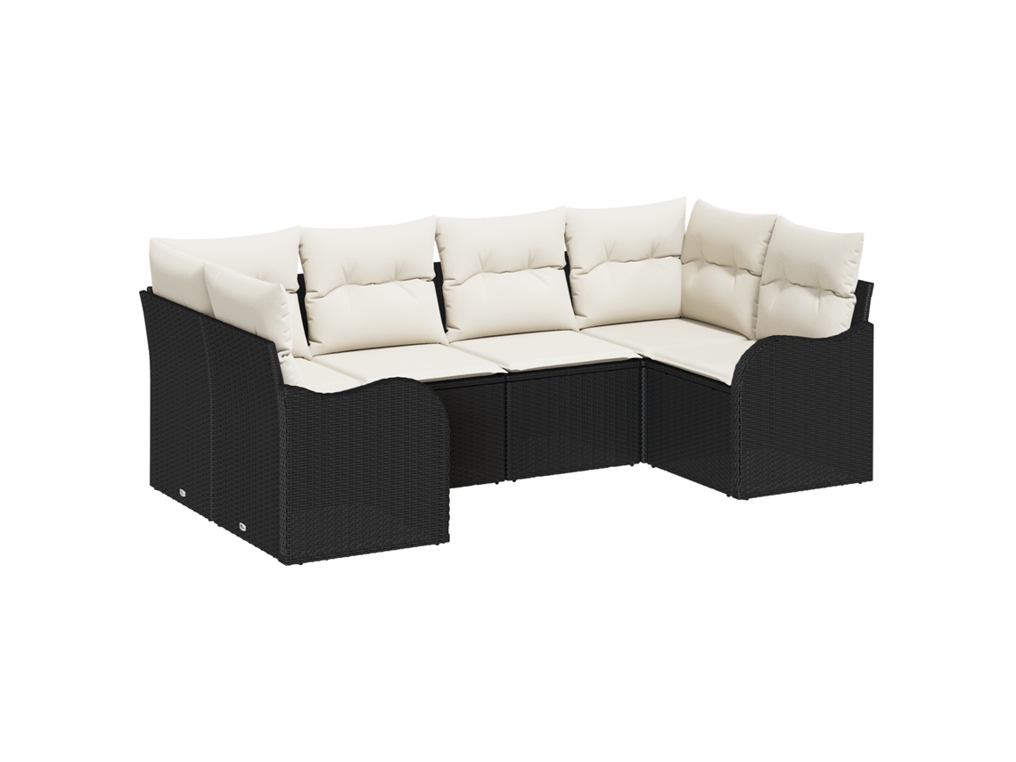 Conjunto 6 Conjunto De Jardim Vidaxl Preto Vime Pe (121 X 61.5 X 69 Cm)