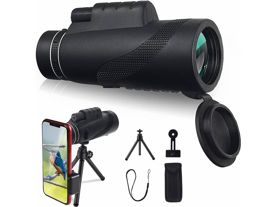 Monocular ENZONS 12X50 Bak4 Prism High Power Telescope para Adultos Crianças Birdwatching para Celular Impermeável Monosc-Preto