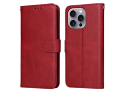 Capa Flip De Couro Para Iphone 16 Pro Max - Textura De Bezerro Clássica