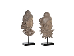 Figura Decorativa DKD HOME DECOR 23 X 8 X 42 Cm Preto Castanho Buda Oriental 2 Unidades