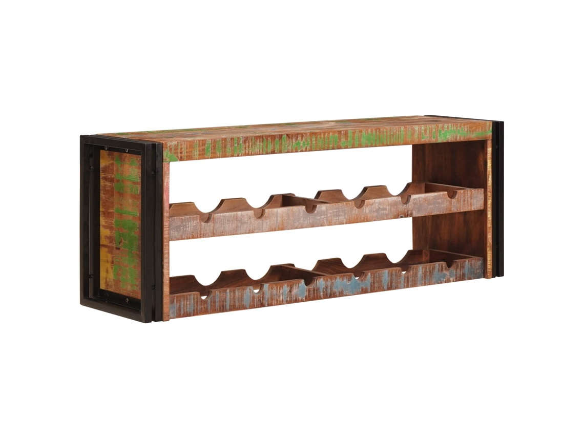 Conjunto 1 Armazenamento De Vinho Vidaxl Castanho Madeira Recuperada Maciça (120 X 45 X 33 Cm)