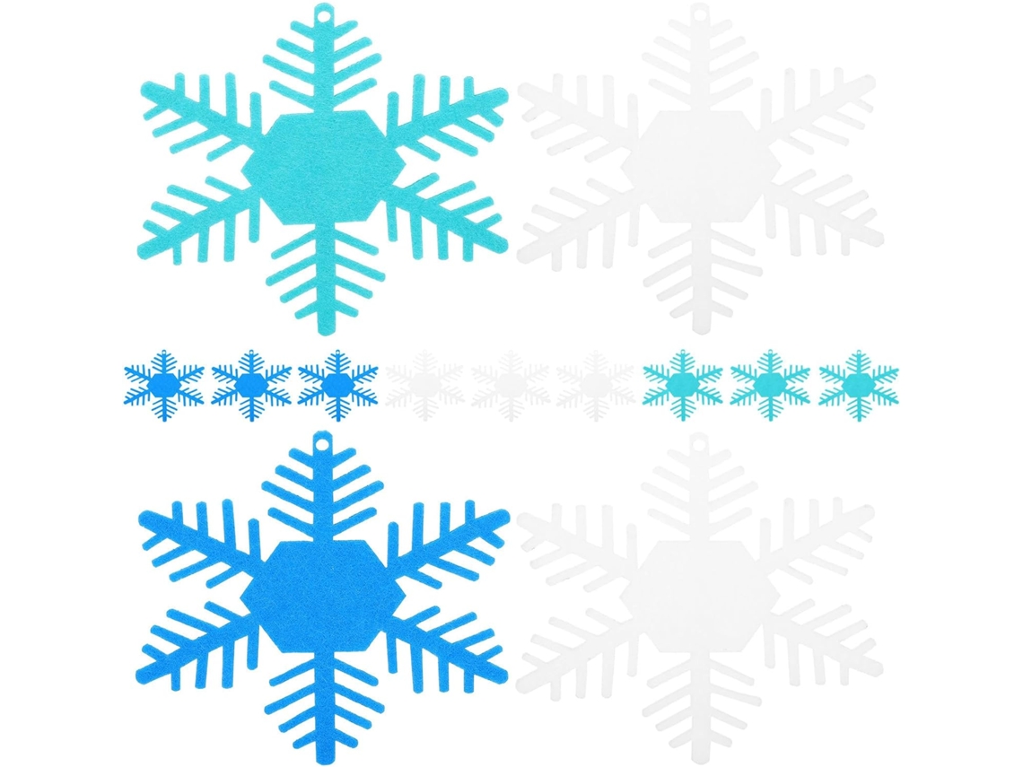 Conjunto 30 Enfeites Floco Feltro Furos Facilitar Fixação Leves Ideais Decorações Natal Neve Ano Novo GOKOCO