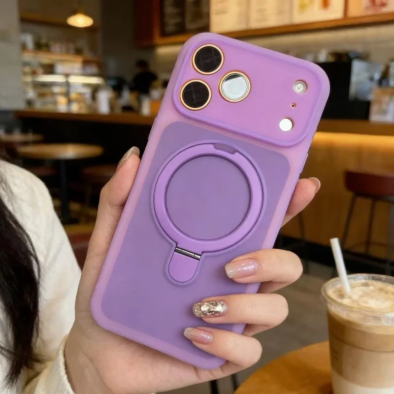 Capa De Celular Com Suporte Magnético Em Anel De Silicone (roxa Para Iphone 15)