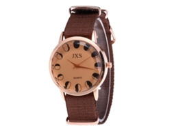 Relógio de Pulso Feminino Zhoulianfa de Quartzo com Pulseira de Lona Moda Simples Marrom