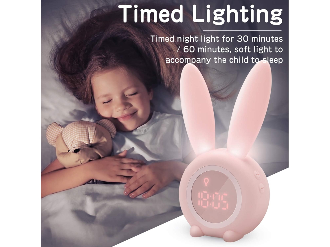 Bab De Prola Rara, Coelho De Pelcia, Despertador, Abajur Criativo Para Cabeceira, Funo Sono, Luz Noturna Com Temporizador, P Aquaforge