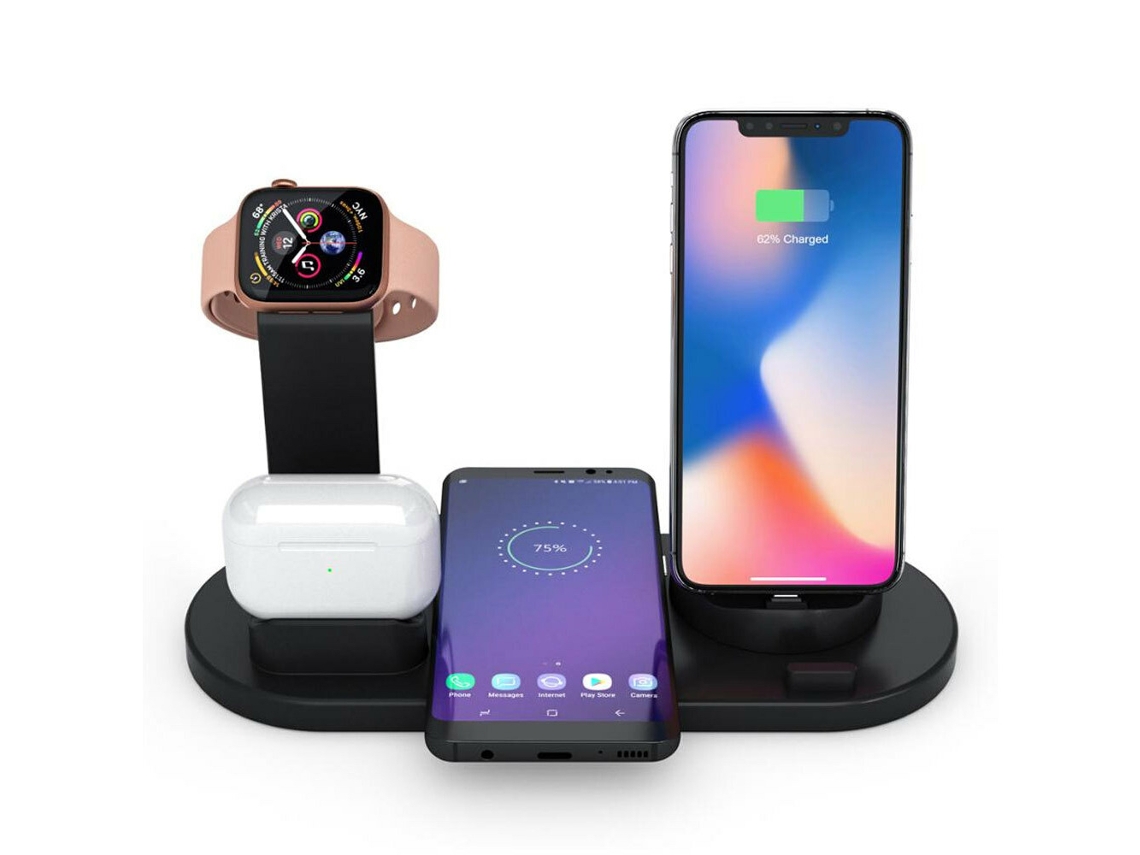 Estação De Carregamento Sem Fio/micro/usb-c Para Iphone/apple Watch/airpods/samsung Blk SUNNY SPACES