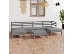Vidaxl 7 Pcs Conjunto Lounge De Jardim Pinho Maciço Cinzento