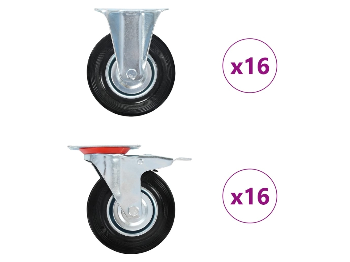 Vidaxl 32 Pcs Rodas 125 Mm