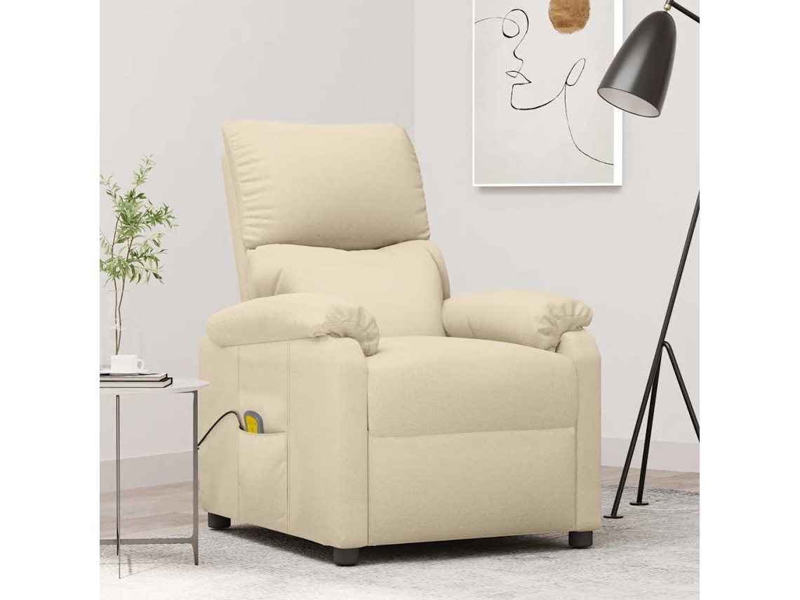 Vidaxl Poltrona De Massagens Tecido Cor Creme