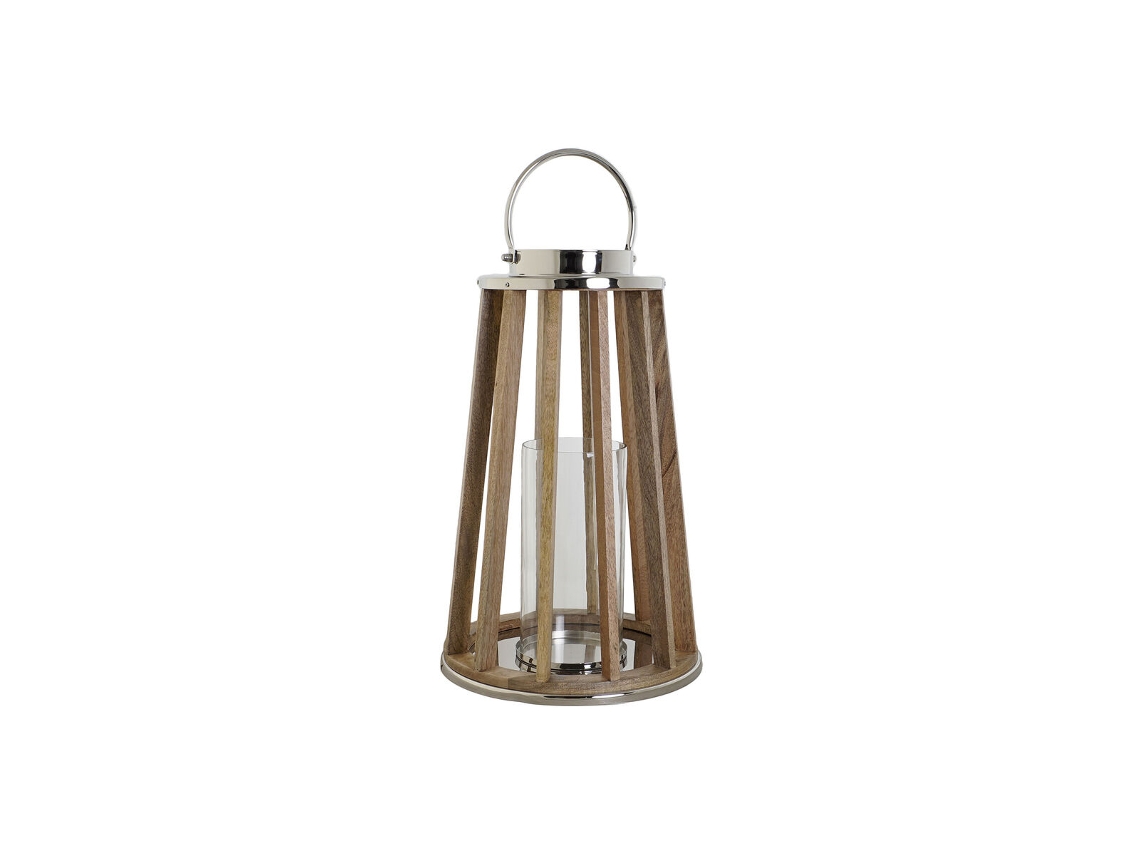 Castiçais DKD HOME DECOR Castanho Prateado Natural Cristal Madeira de Mangueira 32x32x51 cm