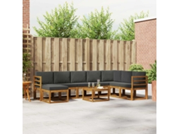 Vidaxl Conjunto De Sofás Para Exterior 9 Pcs Natural E Antracite